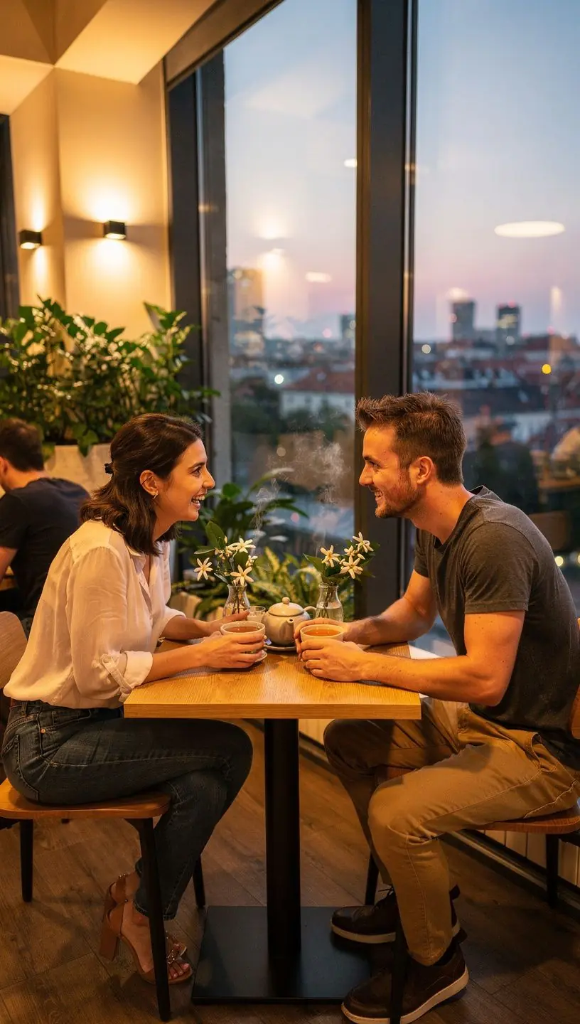 Scéna prípravy čaju z pomarančových kvetov s citrusovým ovocím a aromatickými bylinkami.